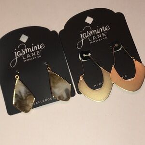 Jasmine Lane Gold Tone and Green Earrings Set